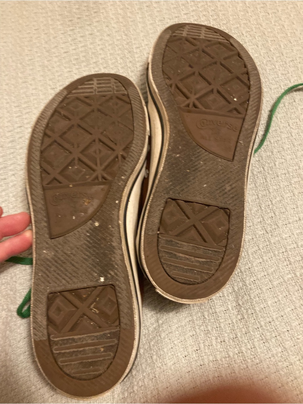 Converse Men's Low Top Canvas Sneakers in Brown with Green Laces - Picture 7 of 7